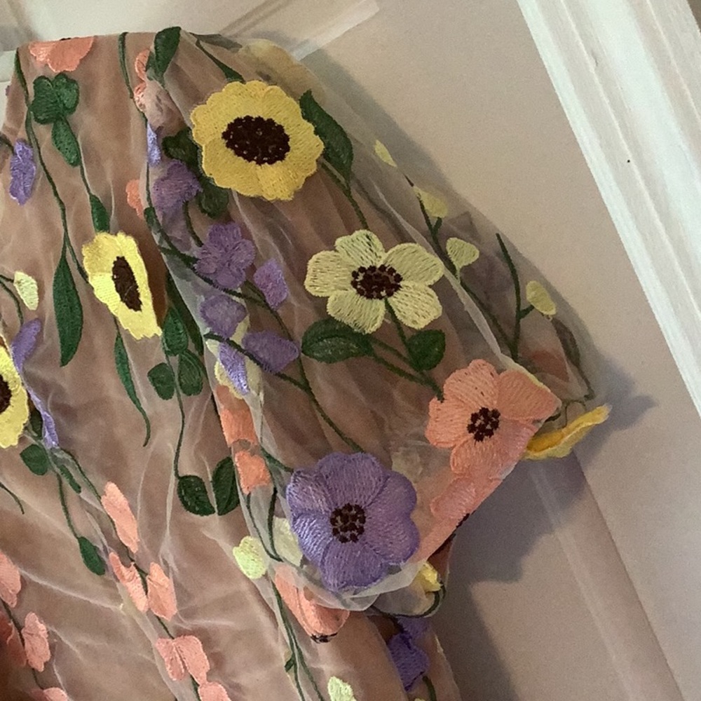 Beautiful 3D multicolor floral appliqué dress - Picture 9 of 15
